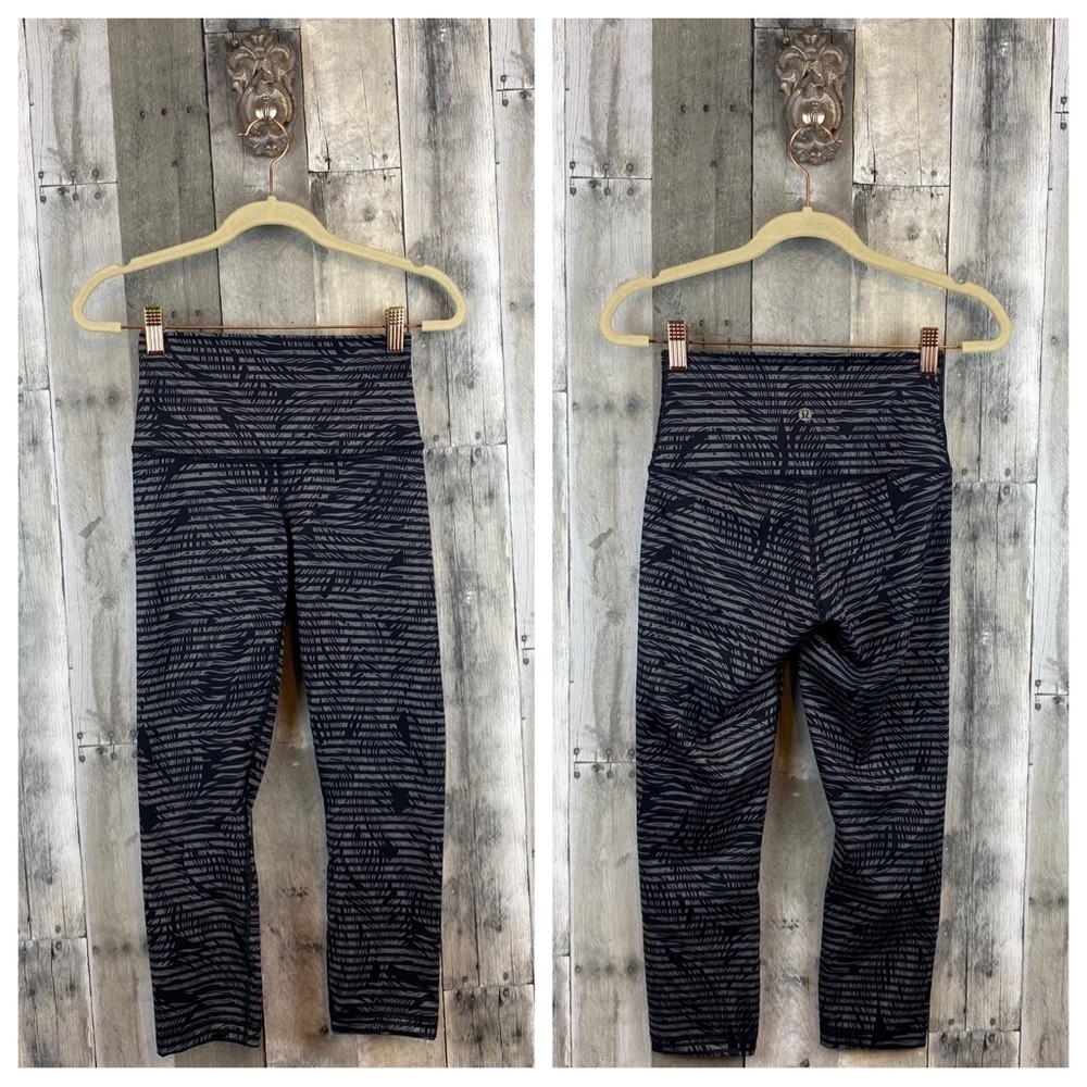 Lululemon Wunder Under Pant *Full-On Luon in Stripe Play Slate Black Size 4. - Picture 2 of 15